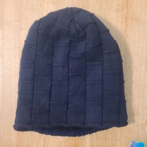 Navy/Black, Wool Lined Winter Beanie
